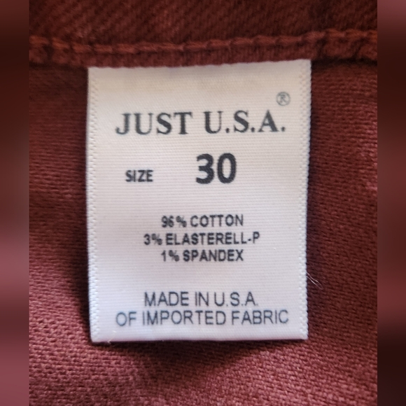 JUSTUSA~Maroon Wide Leg Denim Jeans~Raw Hem~size 10 - Picture 5 of 11